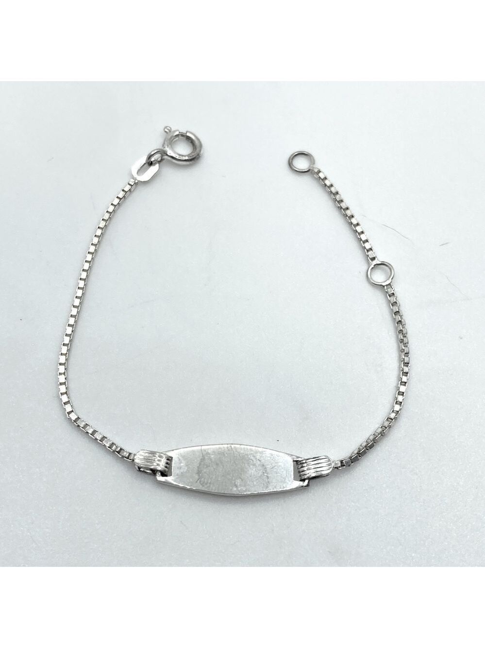 VTG Sterling Silver Childs Plate ID bracelet Blank for Engraving 4.9” - 5.7”